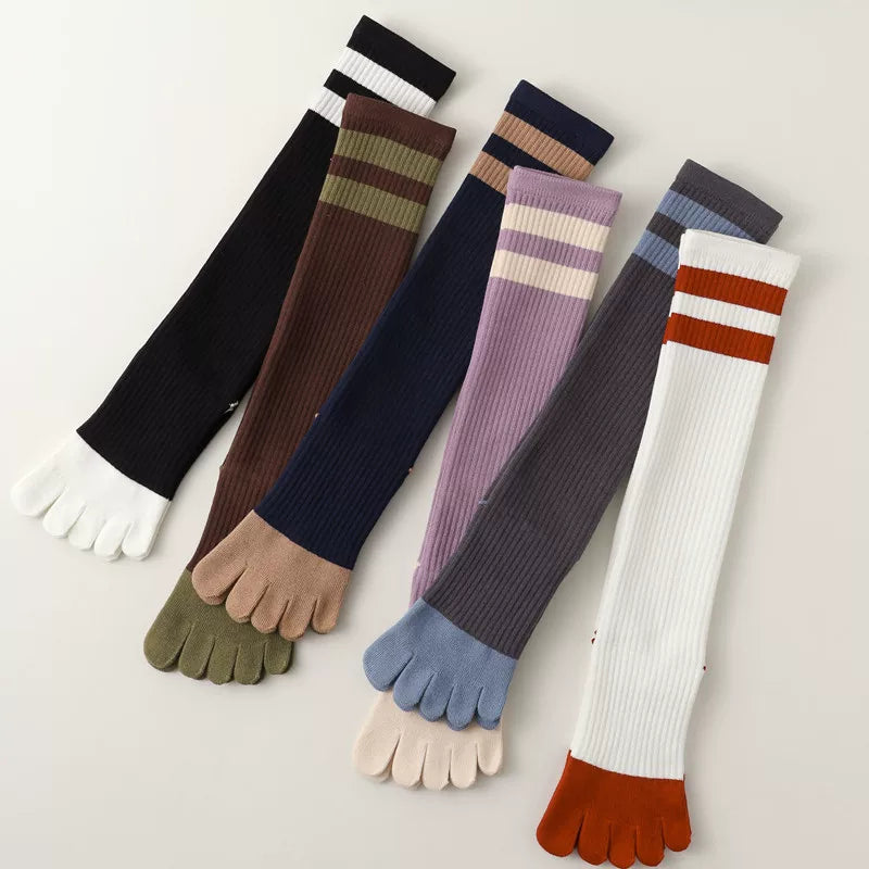 Porlsdn | Women’s Long Tube Five-Toe Yoga Socks for Spring & Autumn