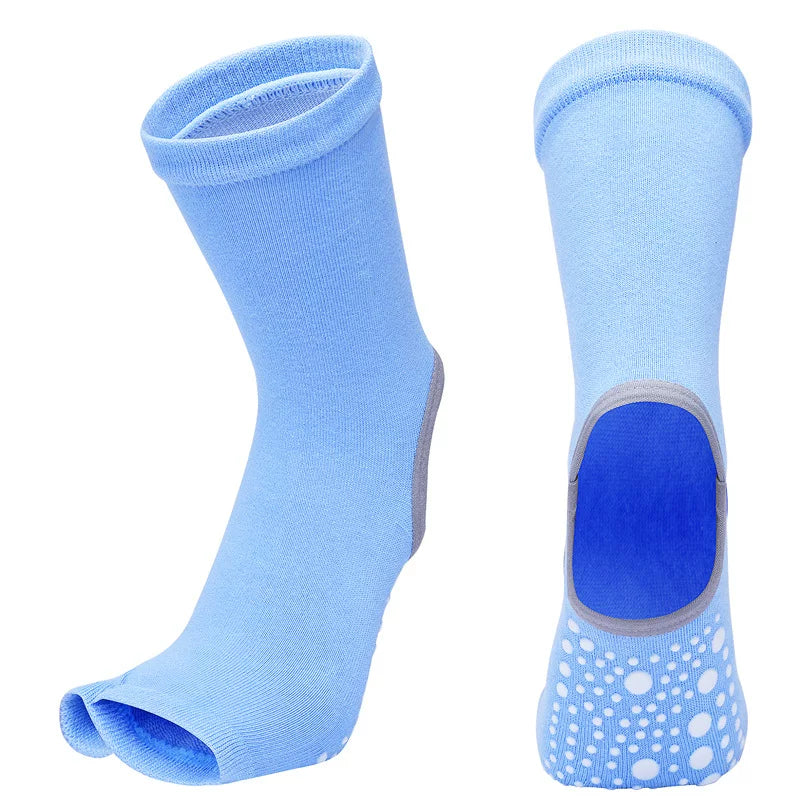 Porlsdn | Mid-Calf Five-Toe Yoga Socks with Heel Structure for Indoor Practice